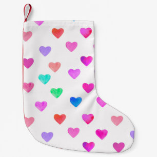 hand painted watercolor hearts pattern Valentine's Small Christmas Stocking