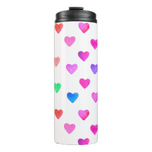 hand painted watercolor hearts pattern Valentine's Thermal Tumbler
