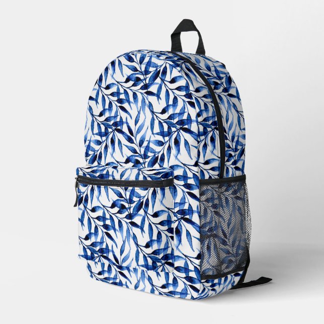Hand Painted Watercolor Ink Pattern Printed Backpack (Back Corner Right)