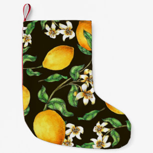Hand Painted Watercolor Lemon Pattern Small Christmas Stocking