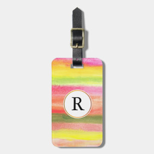 hand painted watercolor luggage tag