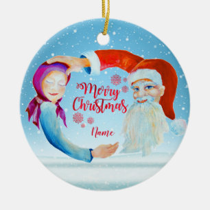 Hand-painted Watercolor Magical Santa Claus Ceramic Tree Decoration