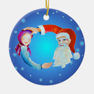 Hand-painted Watercolor Magical Santa Claus Ceramic Tree Decoration