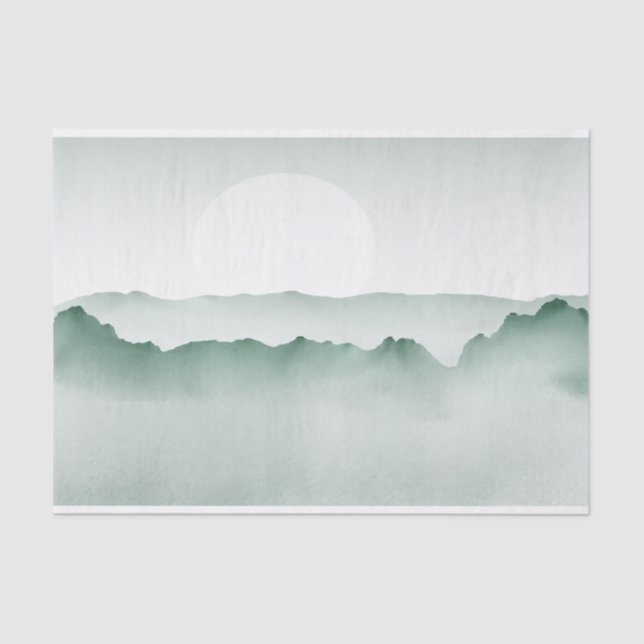 Hand Painted Watercolor Mountain Landscape Tissue Paper (Front)