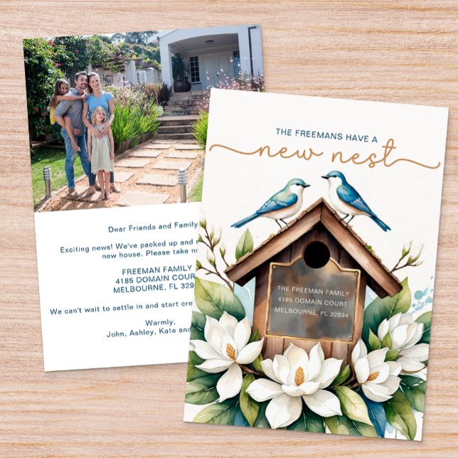 Hand Painted Watercolor Moving Announcement Cards (New Nest House Move Announcement )