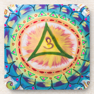 Hand Painted Watercolor Om Mandala  Coaster