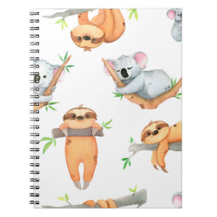 Hand painted watercolor pattern tropical cute anim notebook