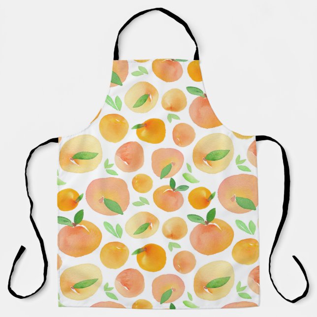 Hand-painted watercolor peaches: seamless. apron (Front)