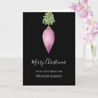 Hand Painted Watercolor Pink Christmas Bauble Card
