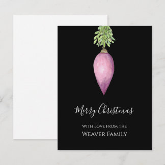 Hand Painted Watercolor Pink Christmas Bauble Holiday Postcard