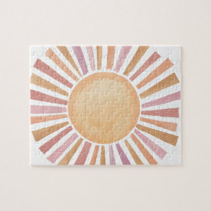 Hand-Painted Watercolor Retro Sun Jigsaw Puzzle