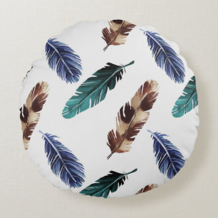 Hand painted watercolor seamless pattern with colo round cushion