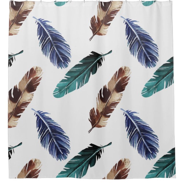 Hand painted watercolor seamless pattern with colo shower curtain (Front)