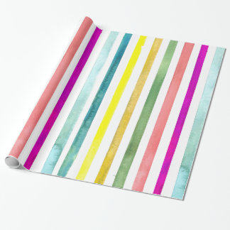 Hand-Painted Watercolor Stripes Gift Wrap