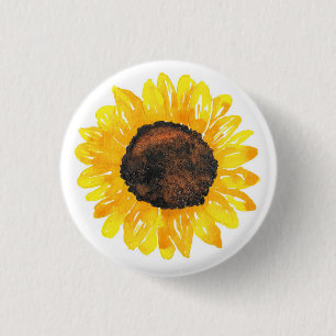 Hand Painted Watercolor Sunflower 2 3 Cm Round Badge