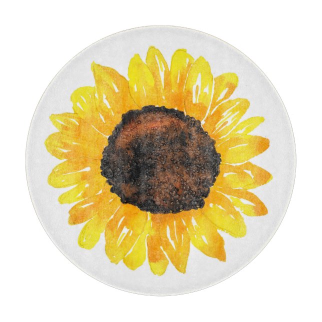 Hand Painted Watercolor Sunflower 2  Cutting Board (Front)