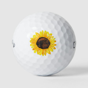 Hand Painted Watercolor Sunflower 2 Golf Balls
