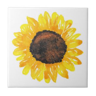 Hand Painted Watercolor Sunflower 2 Tile