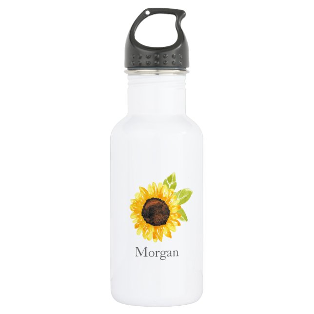 Hand Painted Watercolor Sunflower 532 Ml Water Bottle (Front)