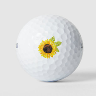 Hand Painted Watercolor Sunflower Golf Balls