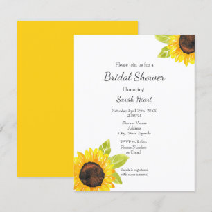 Hand Painted Watercolor Sunflower Invitation