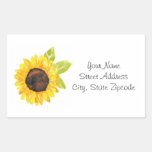 Hand Painted Watercolor Sunflower Label