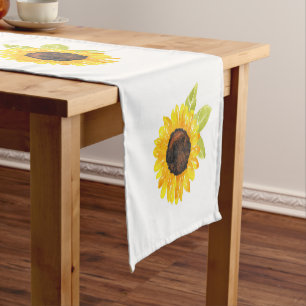 Hand Painted Watercolor Sunflower Pattern Short Table Runner