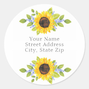 Hand Painted Watercolor Sunflower Swags label