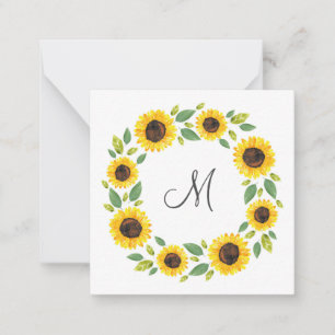 Hand Painted Watercolor Sunflower Wreath Card
