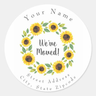 "Hand Painted Watercolor Sunflower Wreath" Labels