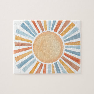 Hand-Painted Watercolor Vintage Sun Jigsaw Puzzle