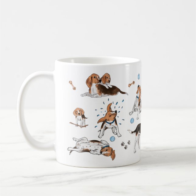 Hand painted watercolour beagle coffee mug | Dog l (Left)