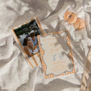 Hand Painted Whimsical Colourful Photo Wedding Invitation