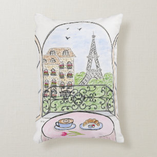 Hand painted Whimsical Paris Eiffel Tower RIGHT Decorative Cushion