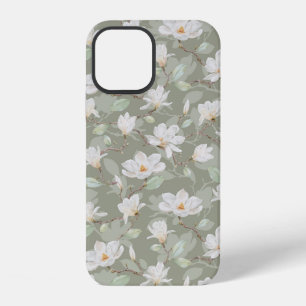 Hand Painted White Magnolia on Dusty Green Case-Ma iPhone 12 Case