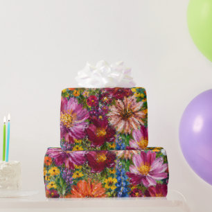 Hand Painted Wildflower Gift Wrap   Colourful 
