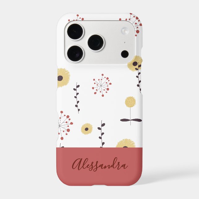 Hand-Painted Wildflower Personalised iPhone Case (Back)