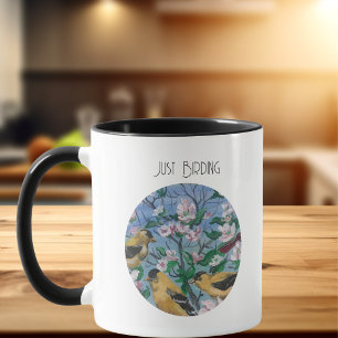 Hand Painted Yellow Finch Personalise Mug