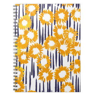 Hand painted yellow flowers seamless pattern notebook