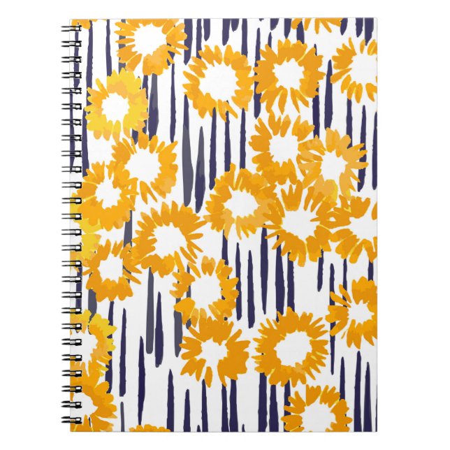Hand painted yellow flowers seamless pattern notebook (Front)