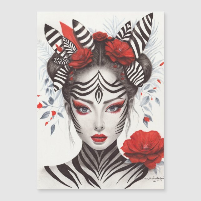 Hand Painted "Zebra Woman" - Award-Winning Pop Art (Front)