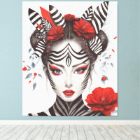 Hand Painted "Zebra Woman" - Award-Winning Pop Art