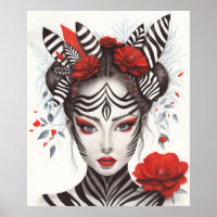 Hand Painted "Zebra Woman" - Award-Winning Pop Art