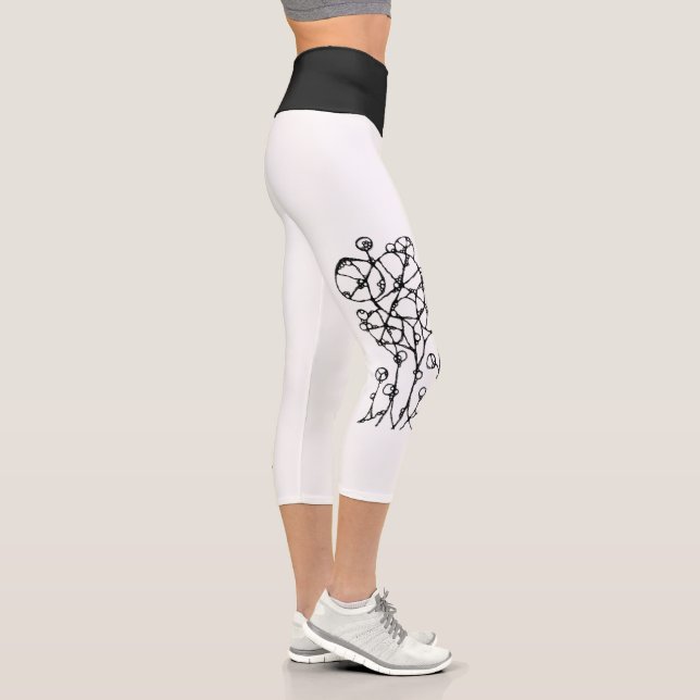 Hand Painting - Abstract Tree Group 1 Capri Leggings (Right)