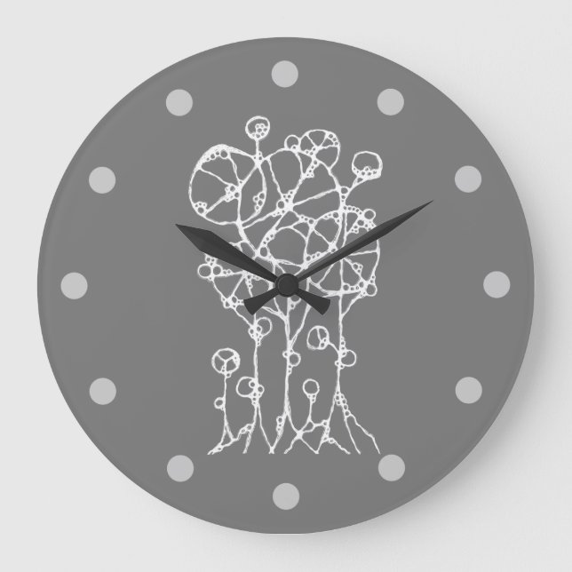 Hand Painting - Abstract Tree Group 2 Large Clock (Front)