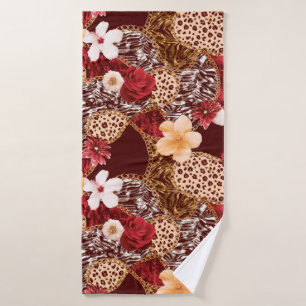 Hand Painting Abstract Watercolor Leopard Zebra an Bath Towel