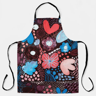 Hand Painting Abstract Watercolor Sketch Doodle Fl Apron