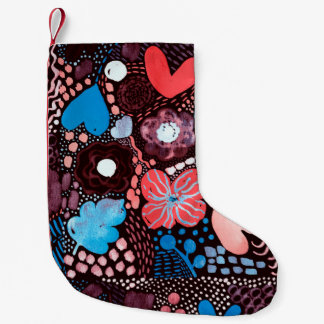 Hand Painting Abstract Watercolor Sketch Doodle Fl Small Christmas Stocking