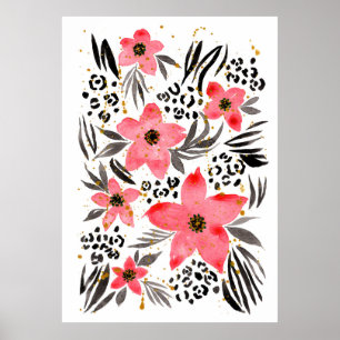 Hand Painting Abstract Watercolor Tropical Exotic Poster