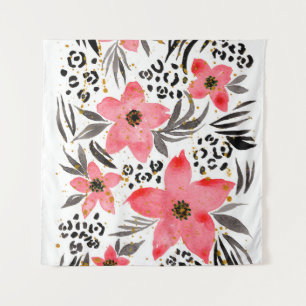 Hand Painting Abstract Watercolor Tropical Exotic  Tapestry